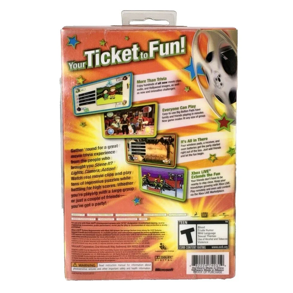Scene It? Box Office Smash Trivia 2008 Microsoft Xbox 360 New Factory Sealed